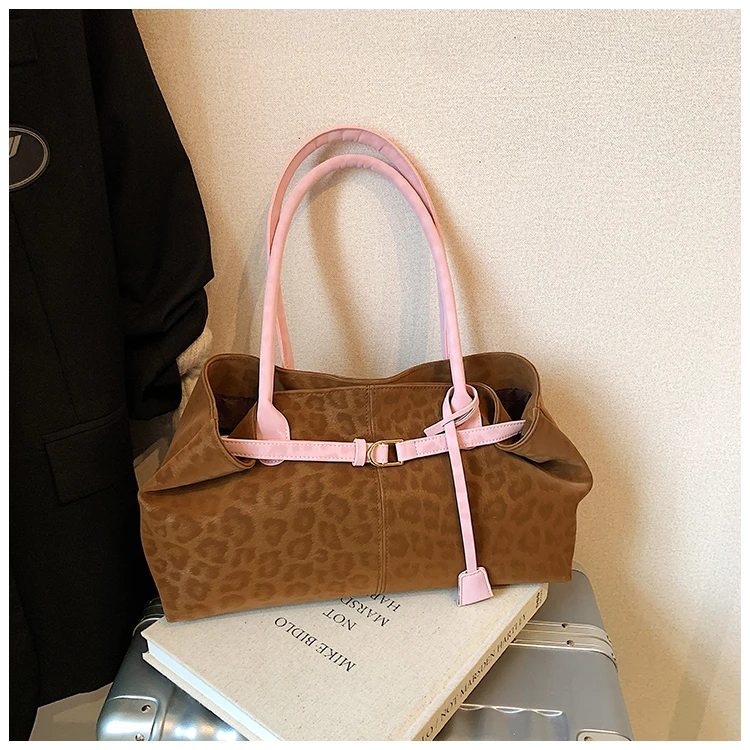 Leopard Print Sewing Thread Hasp Youth Sweet Shoulder Bags for Women 2026 Hot Sale Large Capacity Sense of Luxury Tote Bags