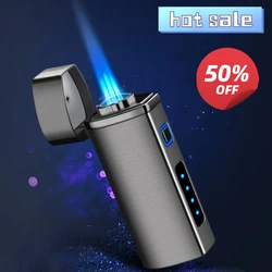 Triple Jet Torch Metal Lighter Cigar Flame Lighter Adjustable Windproof Refillable Butane Electric Lighter Smoking Accessories