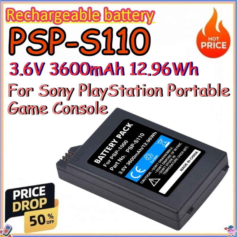 

PSP-S110 3.6V 3600mAh 12.96Wh Rechargeable Battery for Sony PlayStation Portable Game Console Replace Lithium-ion Batteries