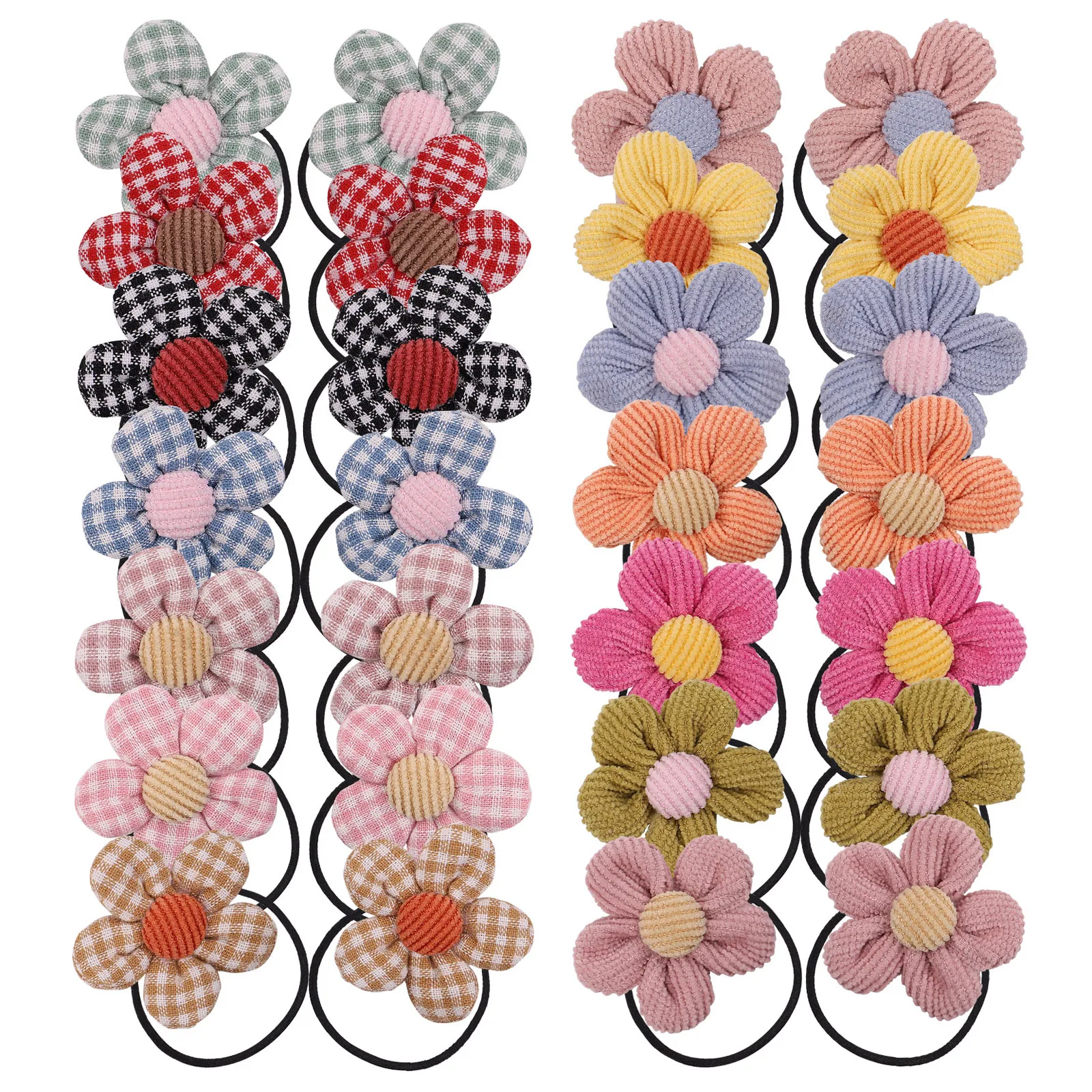 14Pcs/lot Sweet Corduroy Flower Elastic Hair Bands For Cute Girls Rubber Band Hair Ropes Ponytail Holder Kids Hair Accessories