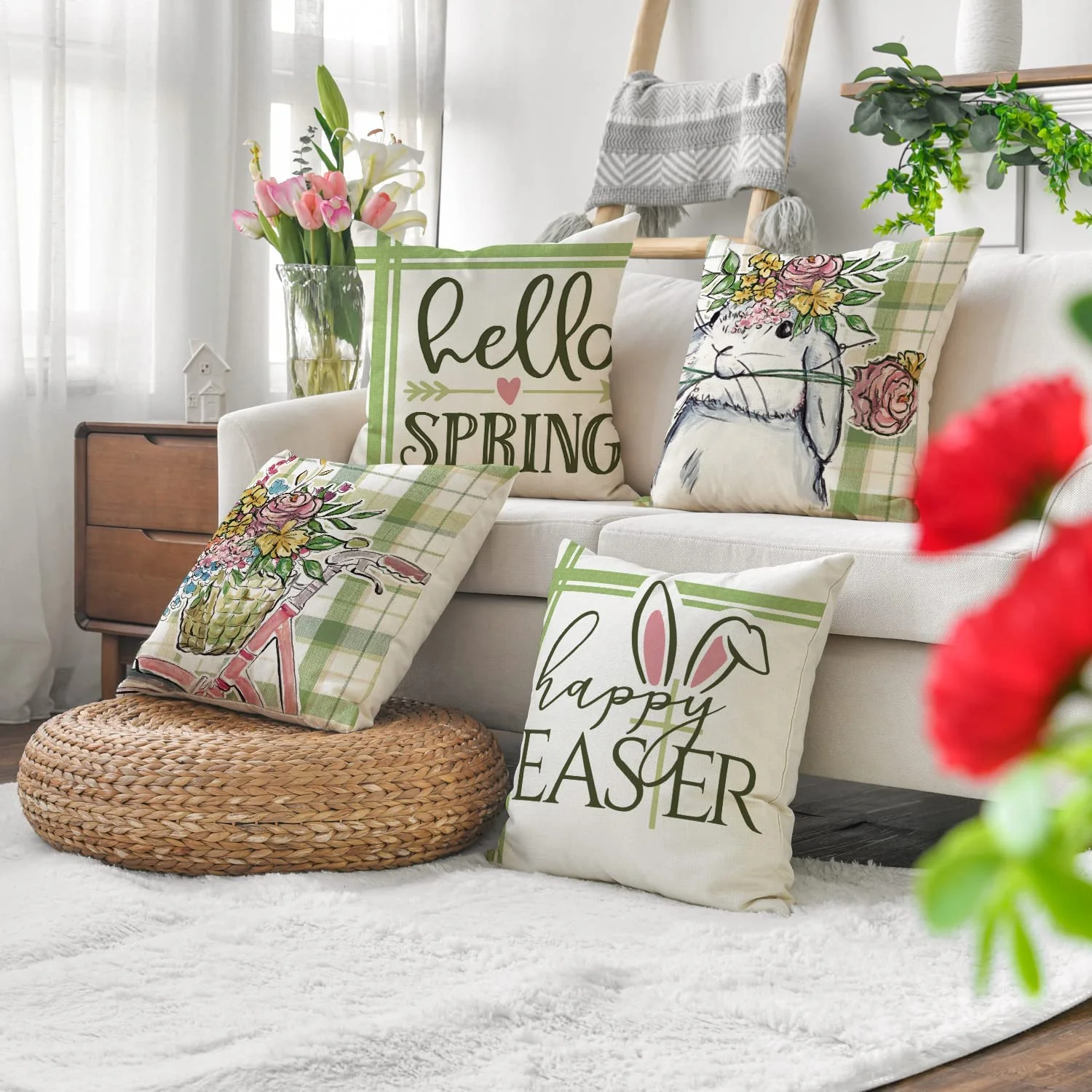 Happy Easter Decoration Home Rabbit Egg Bunny Party Supplies Favor Gift Cushion Cover Decorative Sofa Car Bed Decor Pillow Case