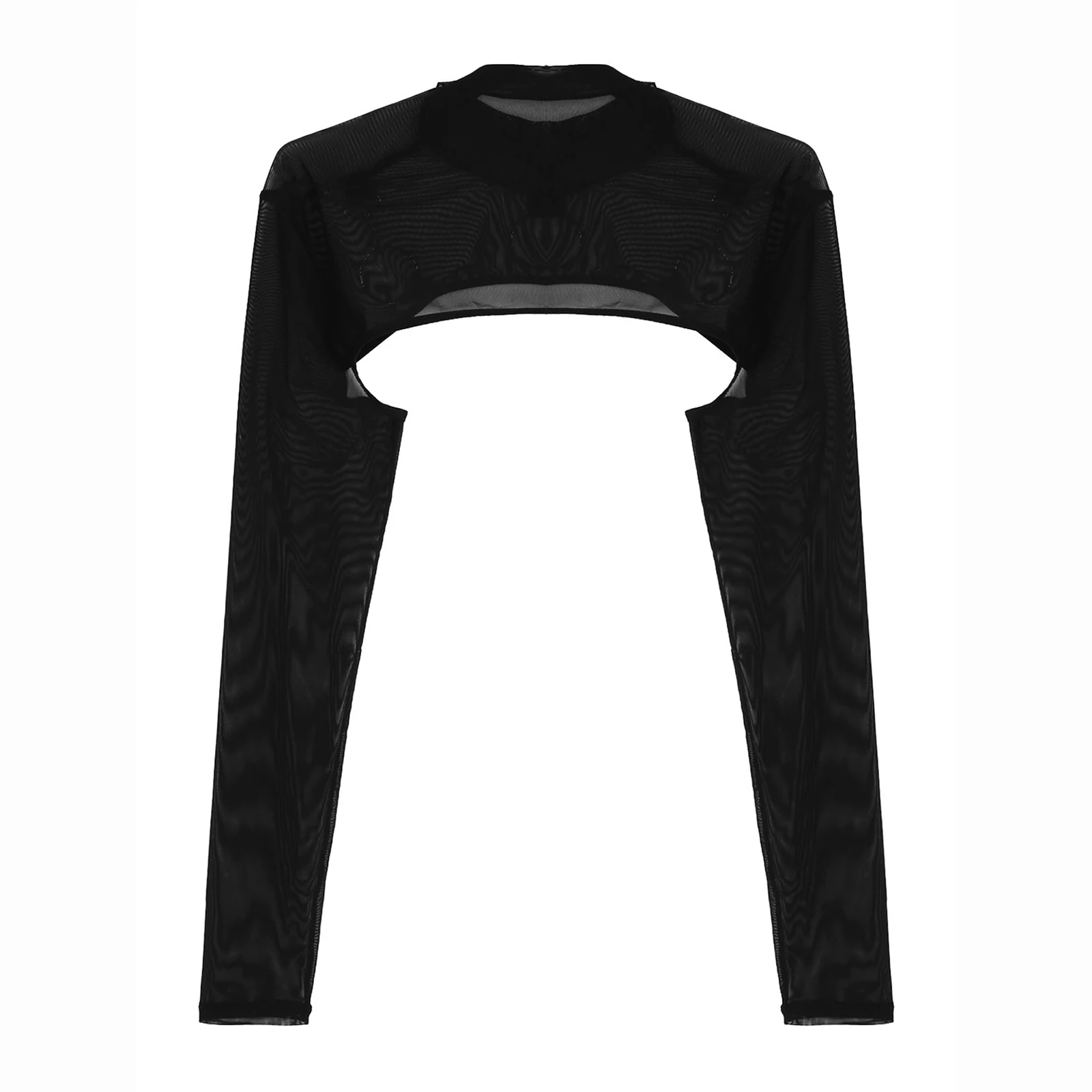 여성용 비키니 브라 커버 탑 세련된 긴 소매 O-링 장식 티셔츠 의상 액세서리 코트 탑용 어깨 걸이 목도리를 통해 볼 수 있습니다.