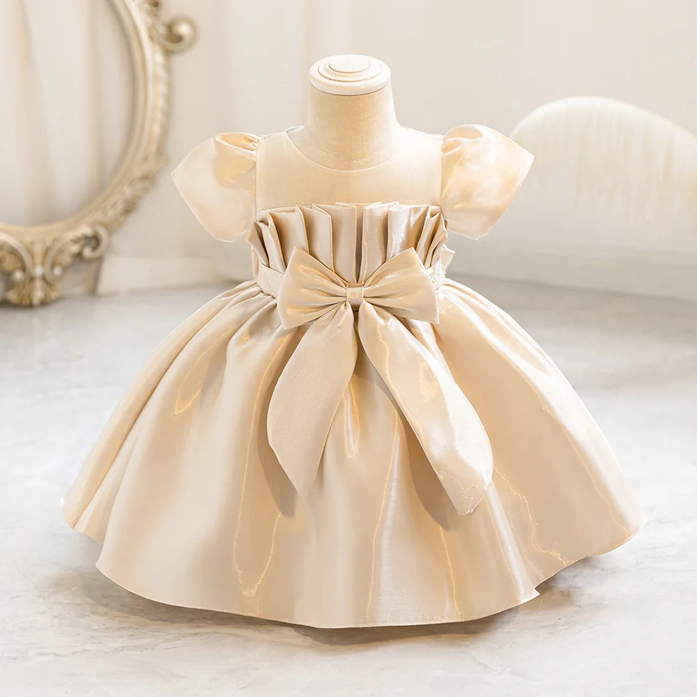 Baby Girly Dress Kid Girl Party Dresses with Big Bow Child Holiday Clothes