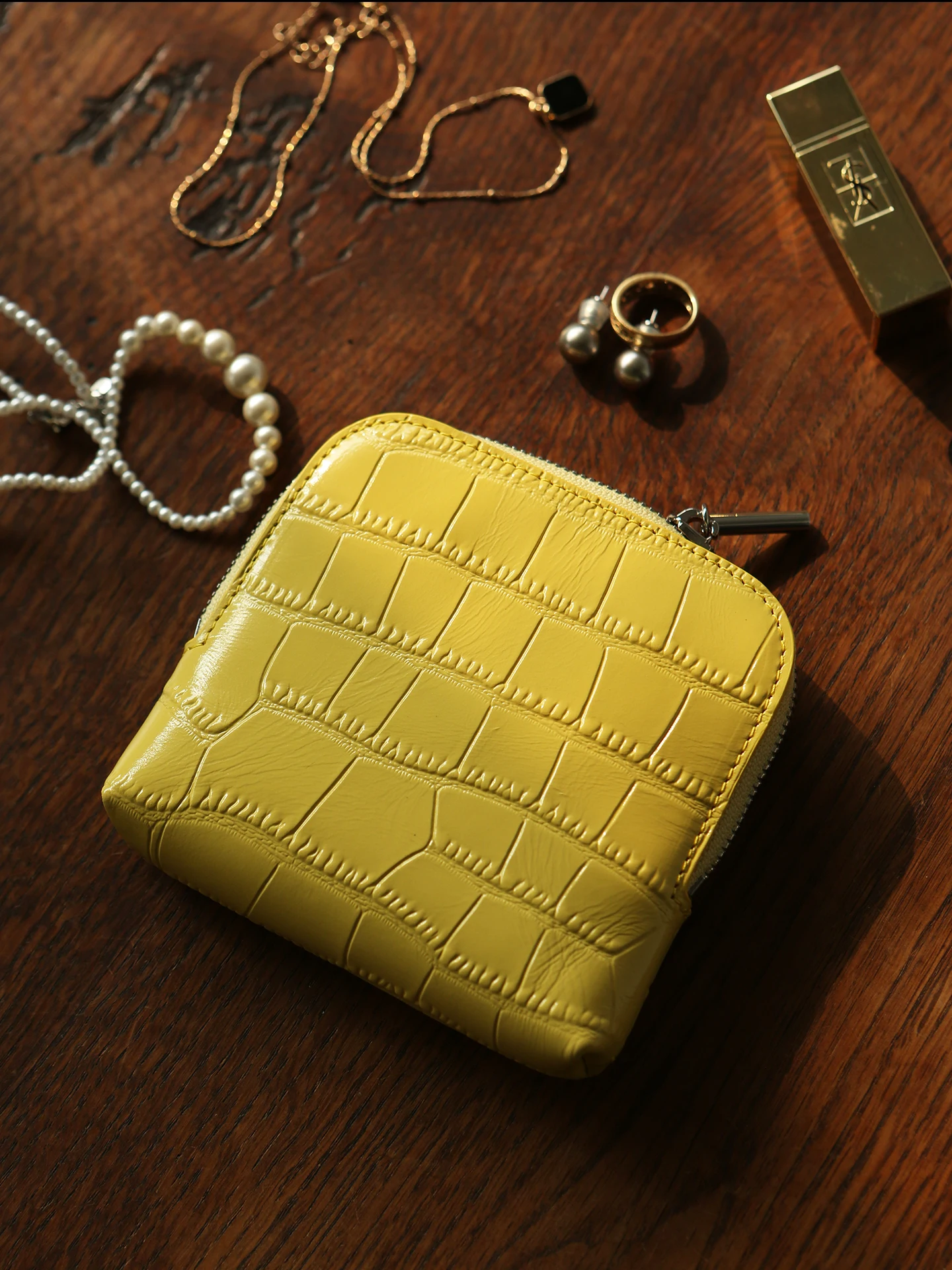 

Портативная дорожная сумка Sainkho из натуральной кожи с крокодиловым узором, сумочка для хранения ценных аксессуаров