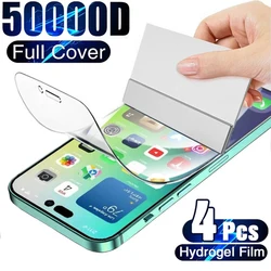 Cubierta completa de película de hidrogel para iPhone, Protector de pantalla para iPhone 11, 12, 13, 14, 15 Pro Max, 14, 15 Plus, XS MAX, 4 unidades