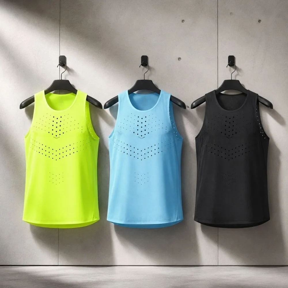 Ultralight Men Women Running Vests Sleeveless Hole Design Sport Athletics Vest Breathable Solid Color Tank Tops Unisex S To 2xl