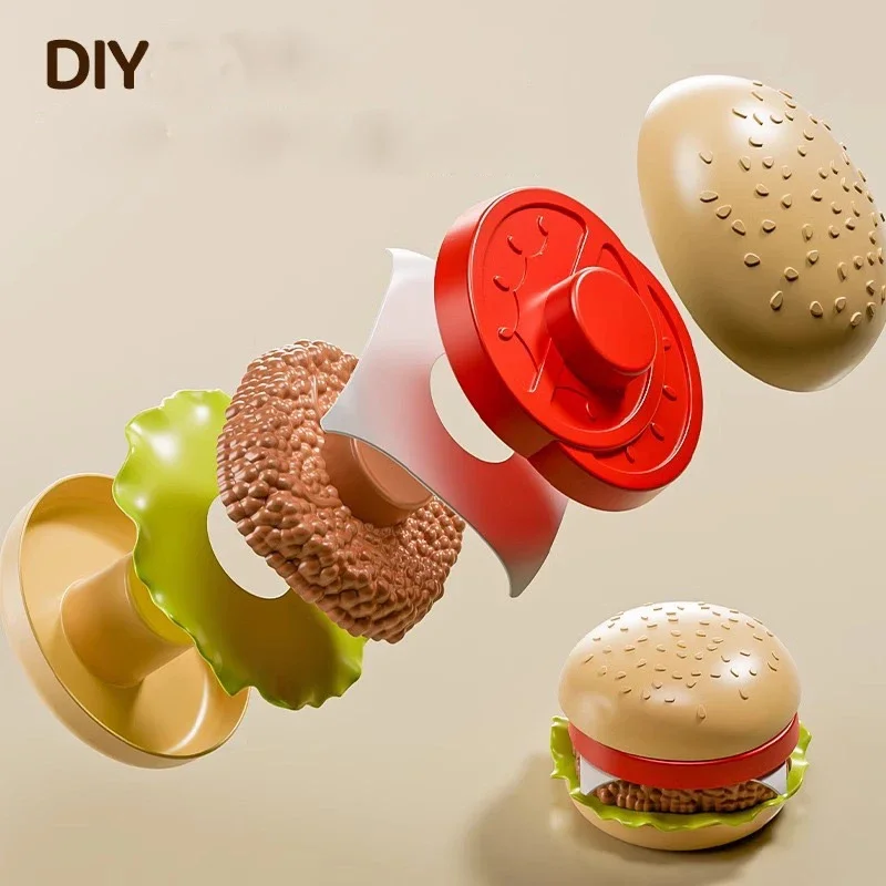 Children's Hamburger Pretend Play Cooking Toys Set, Mini Simulação, Comida, Cozinha, Meninas, Sanduíche, Batata frita, Hamburguer, Assembly Game