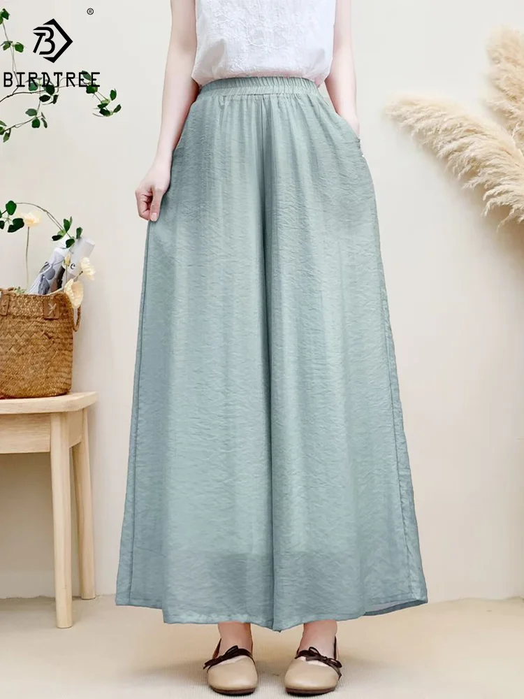 

New Summer Cotton Loose Pants Women Solid Color Elastic Waist Trousers Mori Girl Casual Wide Leg Pants 2024 Autumn B47410QM