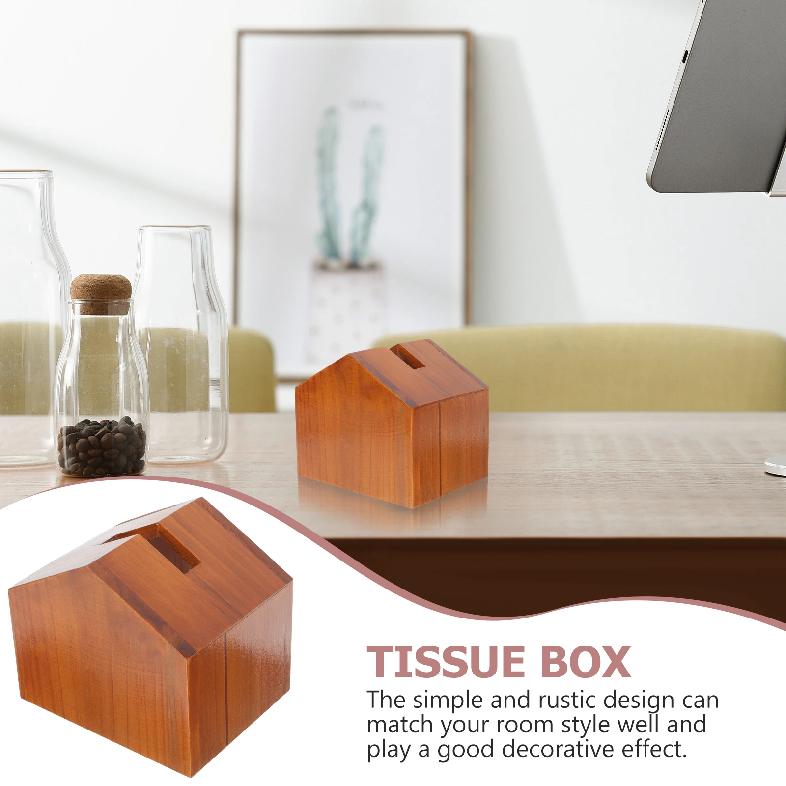 

Rustic Wooden Tissue Box Cover Simple Storage Case for Home Office Hotel Decorative Napkin Holder Farmhouse Style
