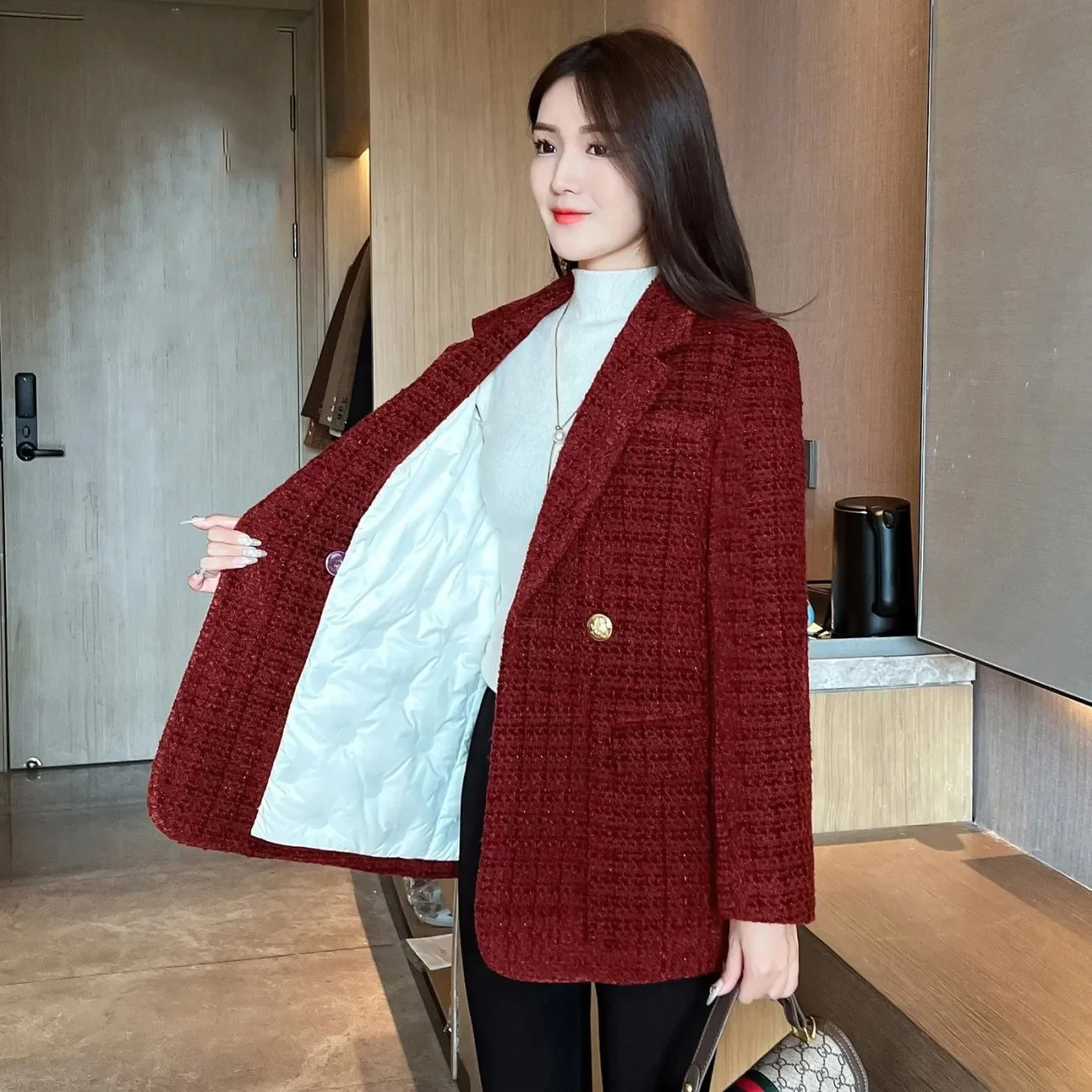 Autumn Winter Women Blazers New Loose Thicke Long Sleeve Suit Coat Female Outerwear Casual Tops Office Ladies Formal Blazer Coat