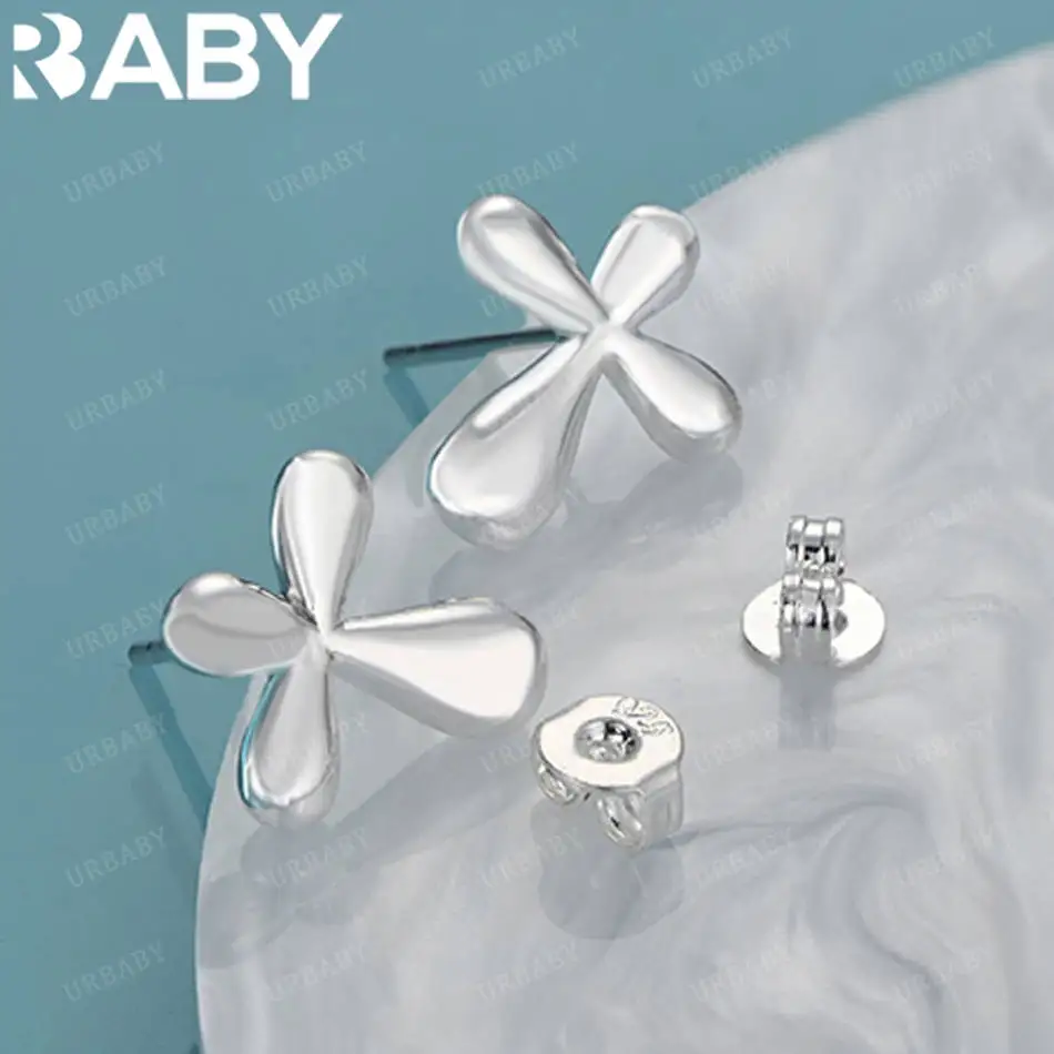 

URBABY 925 Sterling Silver Cross Stud Earrings For Women Fashion Classic Jewelry Grace Party Wedding Engagement Accessories