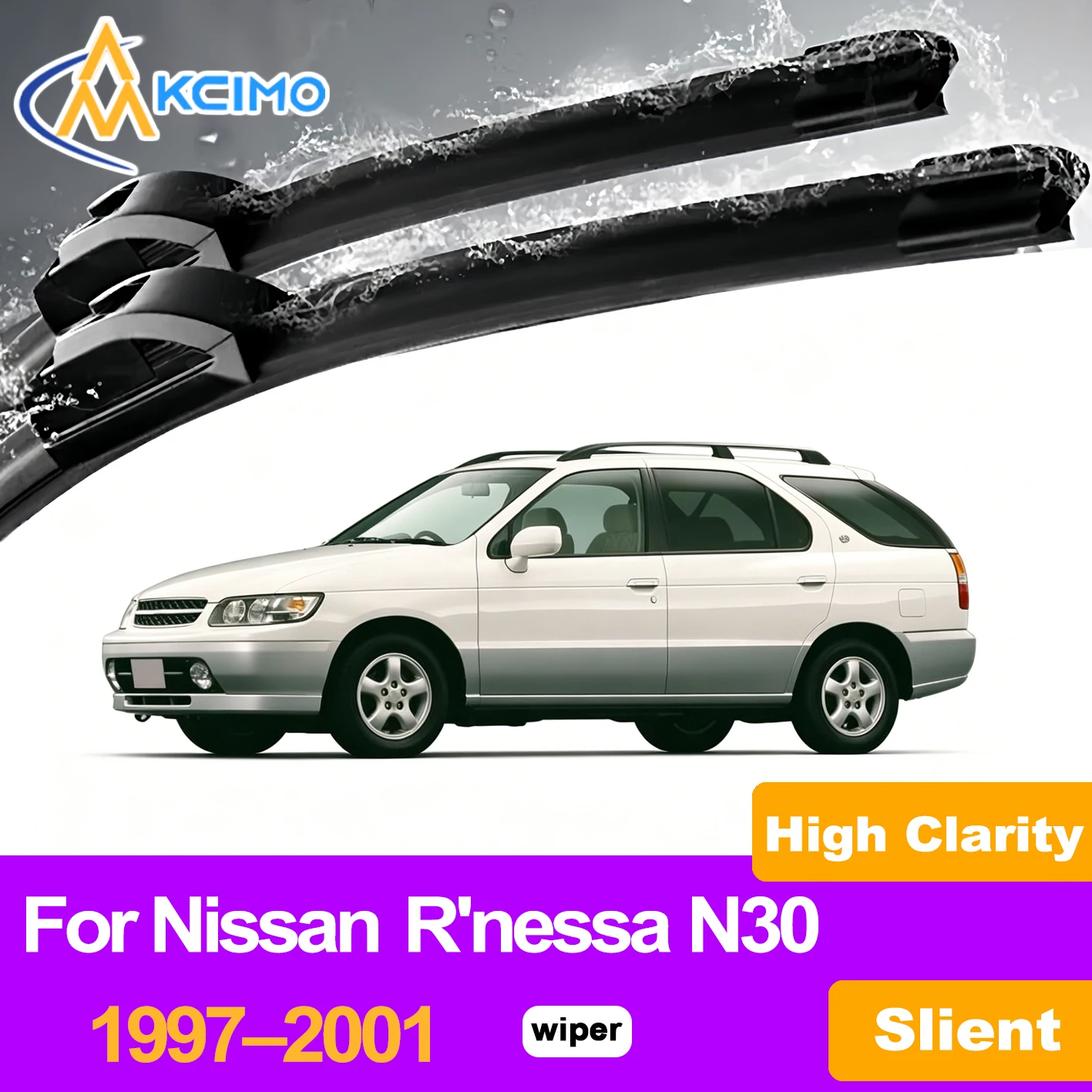 

KCIMO 2PCS Front Windshield Wiper Blades For Nissan R'nessa N30 1997–2001, Weatherproof Stable Wiping Car Replacement Parts