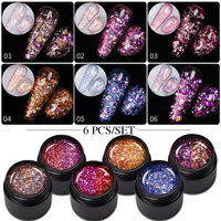 BOZLIN 5ml Mica Shell Gel Kit Colorful Sequins Manicure Semi Permanent Soak Off Glitter Auroras Nail Art Gel Varnish