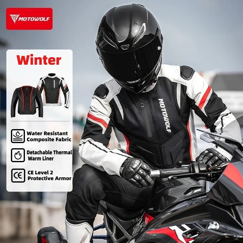 MOTOWOLF Motorcycle Riding Jackets Winter Cold and Warm Travel Clothes Anti-drop Windproof Commuting Equipment All Seasons CE
