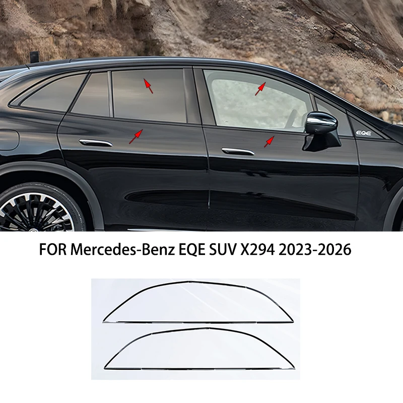

FIT FOR Mercedes-Benz EQE SUV X294 2023-2026 Stainless steel chrome black Exterior Window Molding Strip Sill side Cover Trim