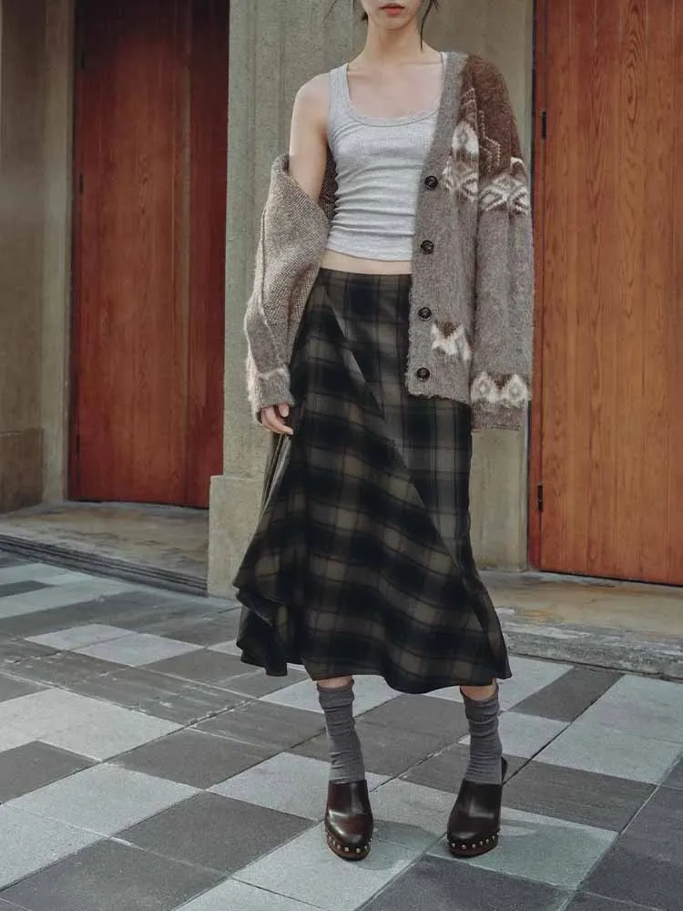 

Осенние новые поступления в европейском и американском стиле, женский повседневный свободный однобортный жаккардовый вязаный свитер с v-образным вырезом, пальто