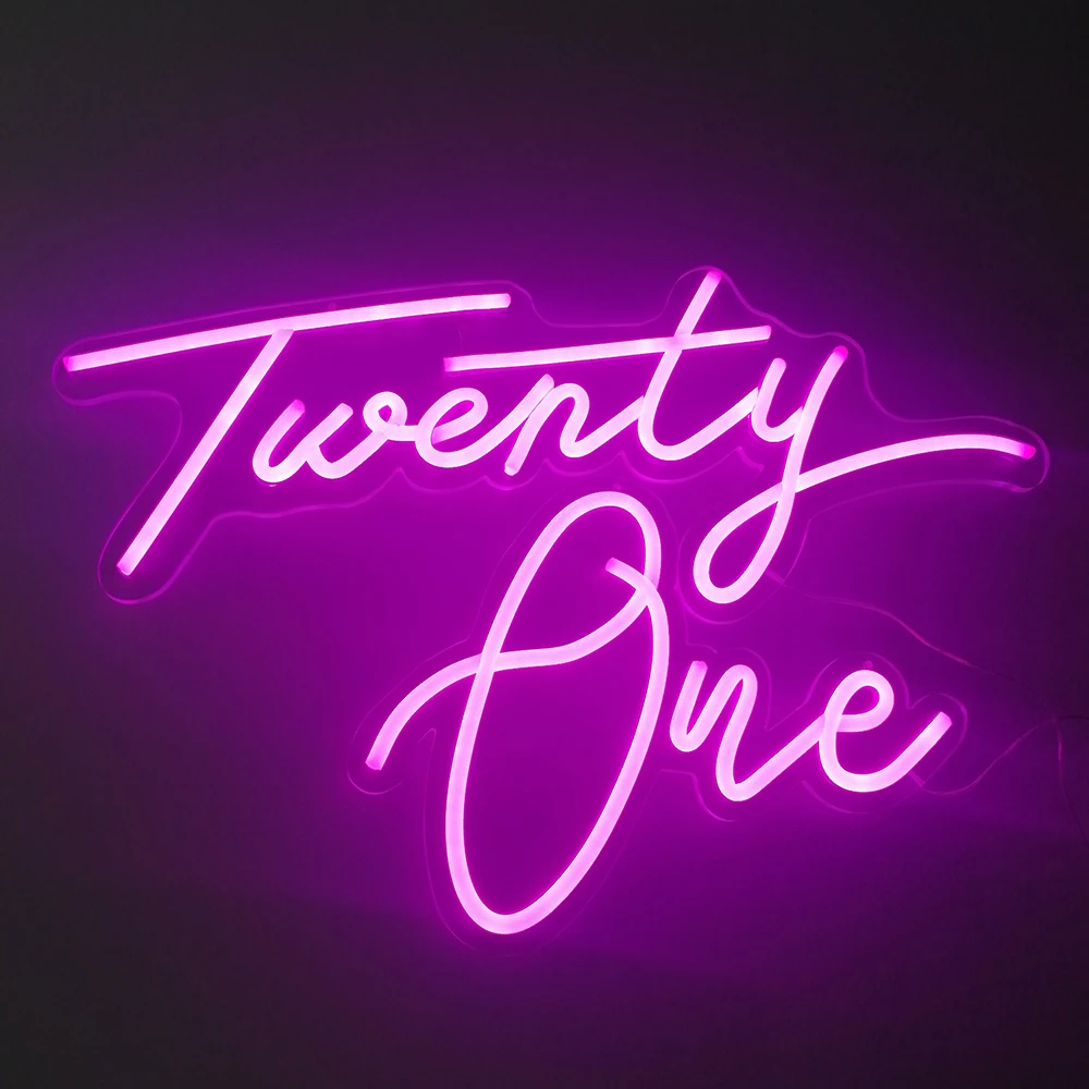 Twenty One neon lights Happy Birthday Wedding Decor For Party Bar Pub Home Flex Aesthetic Room Letrero Neon Mural  led sign led