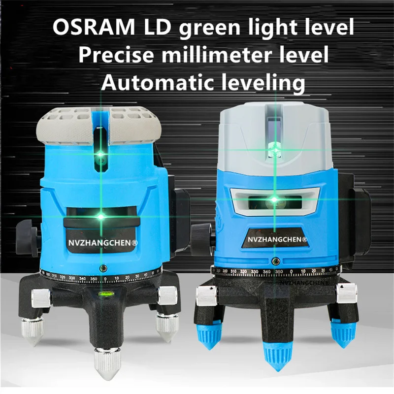 

5 Lines Laser Level Green OSRAM Light Slim Beam 360° Spin Self-leveling Horizontal Vertical Home Renovation Architecture Tools