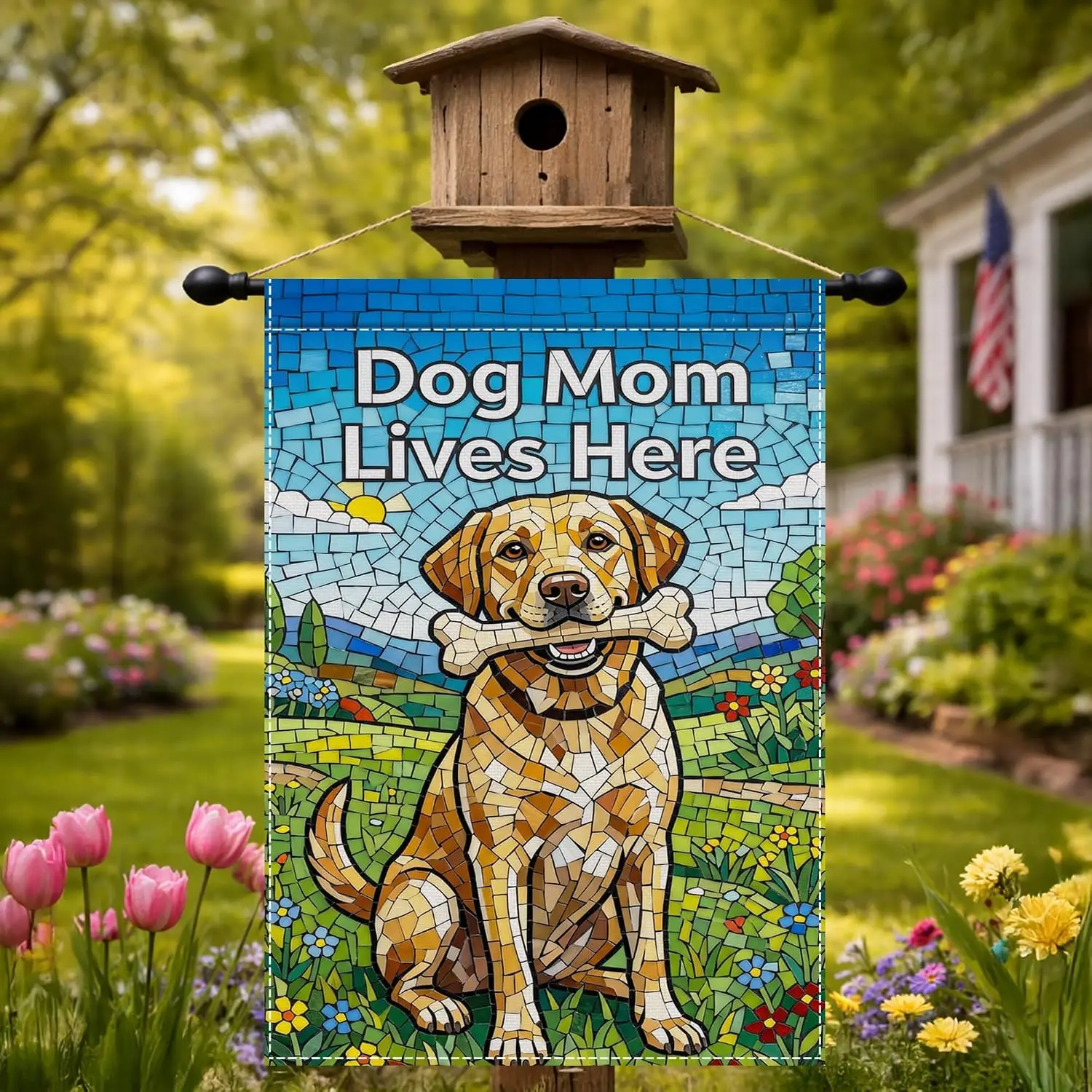 Welcome Yellow Lab Dog Garden Flag 12x18 Inch for Yard Decor aaz