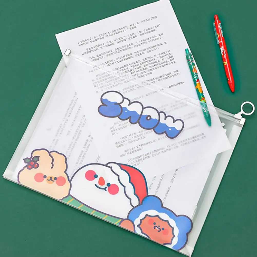 Material de escritório útil natal adorável a4 documento armazenamento titular pasta arquivo leve multifuncional material escolar