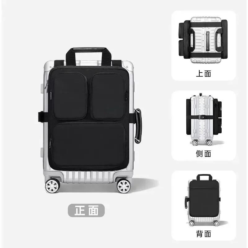 20-inch Luggage Add-On Bag: Large-Capacity Carry-On Hanging Bag with Foldable External Shoulder Strap, Storage Pockets