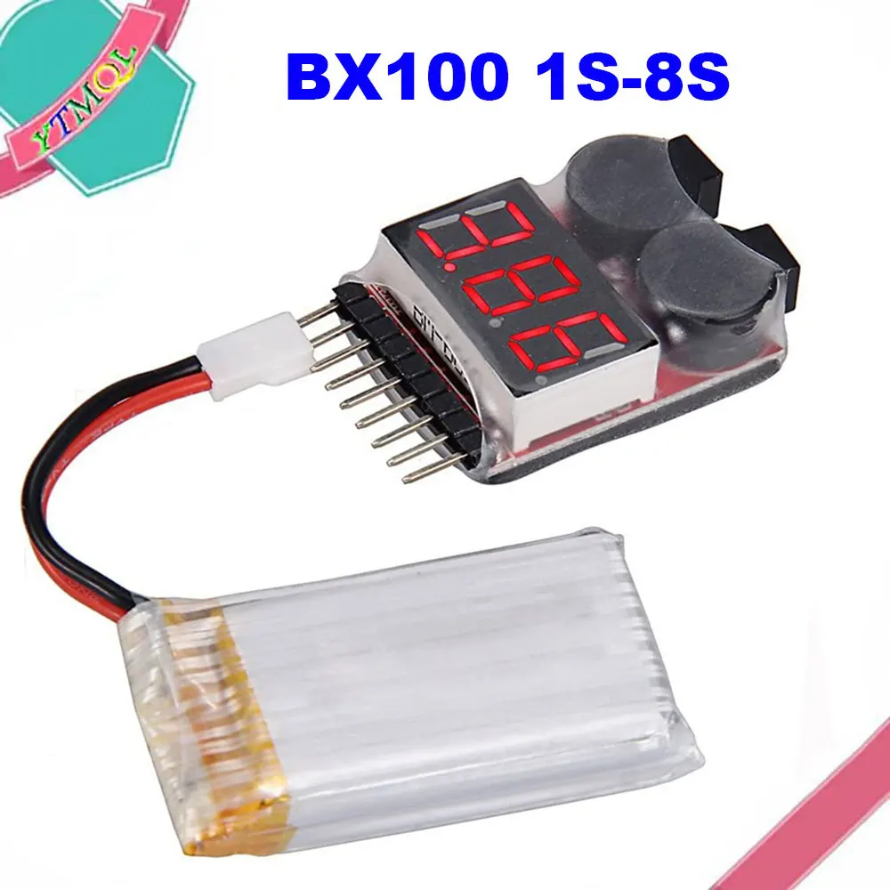 1-10Pcs BX100 1S-8S Battery Voltage Meter Tester Lipo Battery Monitor Buzzer Alarm Indicator For 3.7v 7.4v 11.1v RC Drone