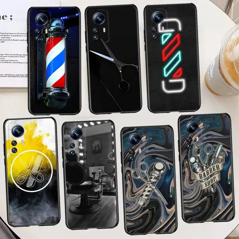 Barber Shop Hair Stylist Salon Phone Case For XIAOMI 12SUltra 11x max3 note10 lite 10 9T pro pocoX3 M3 Silicone Cover Soft black