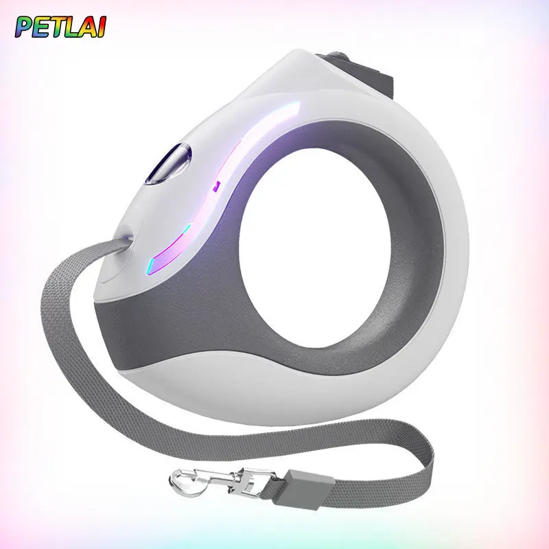مقود دائري خالي من اليدين للكلاب قابل للسحب أوتوماتيكيًا نمط جديد ملون للتنفس خفيف للكلاب للمشي ليلاً