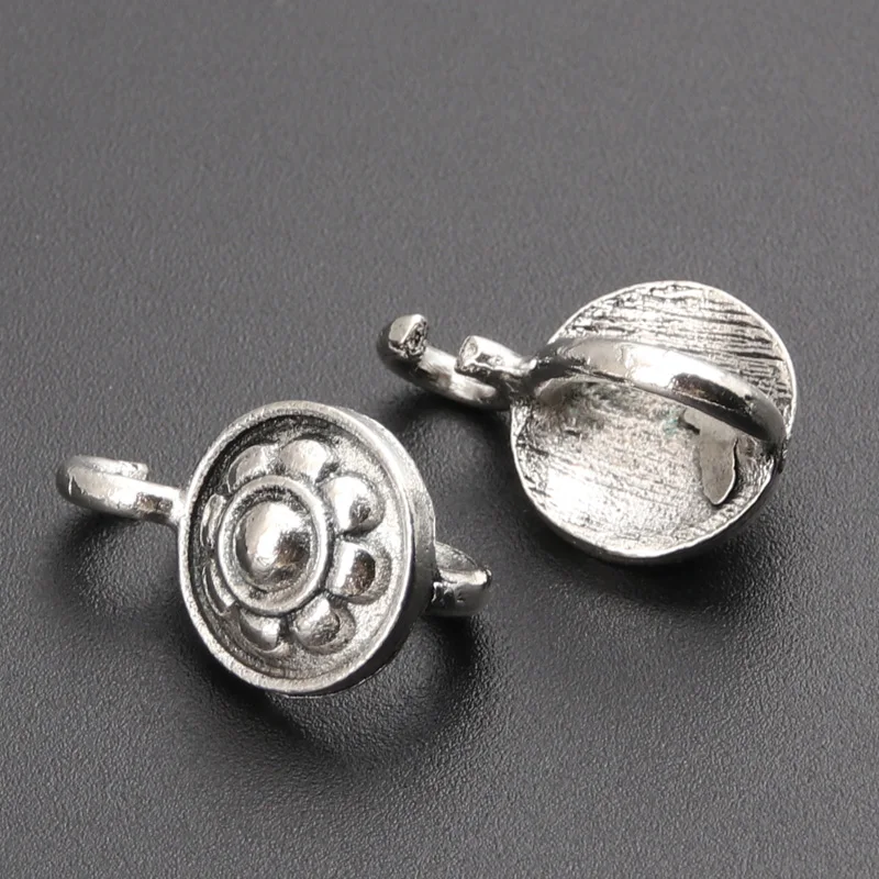 10pcs Silver Color Flower Hook Pendant Charms Fit DIY Jewelry Making Necklace Accessories SALE