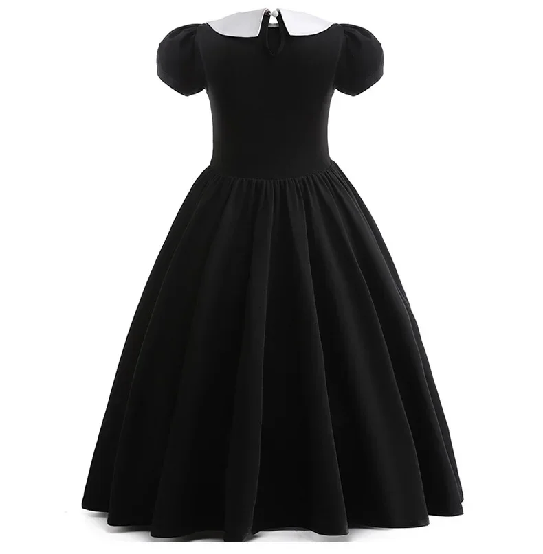 Girls Wednesday Addams Cosplay Costume Addams Black Dress Outfit Costumes Cosplay Party Full Set