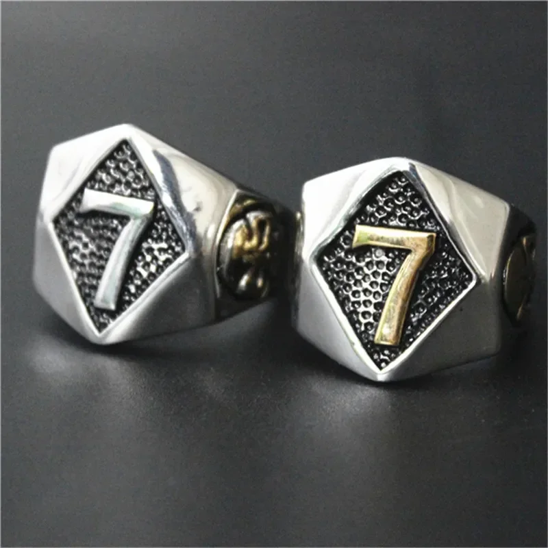 Punk Number 7 Ring 316L Stainless Steel Cool Biker Style Solid Lucky Skeleton Ring