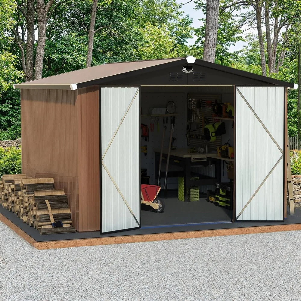 Metal Storage Shed,Outdoor Storage Building 10x12,Large Backyard Sheds with Lockable Door,Waterproof Outside Storage Shed