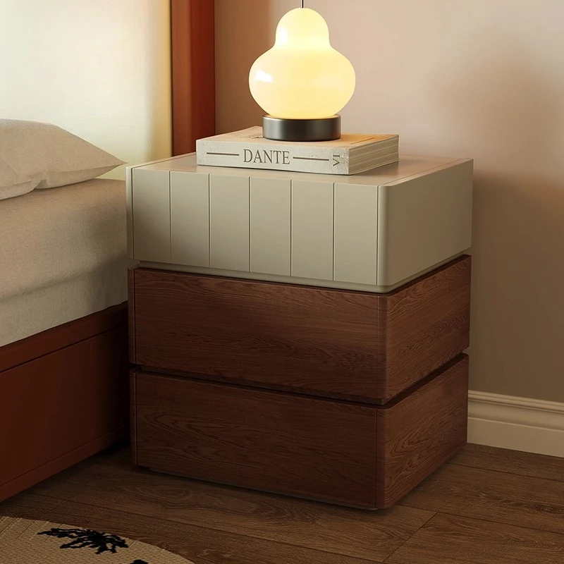 

Home bedroom bedside table solid wood modern drawer storage cabinet