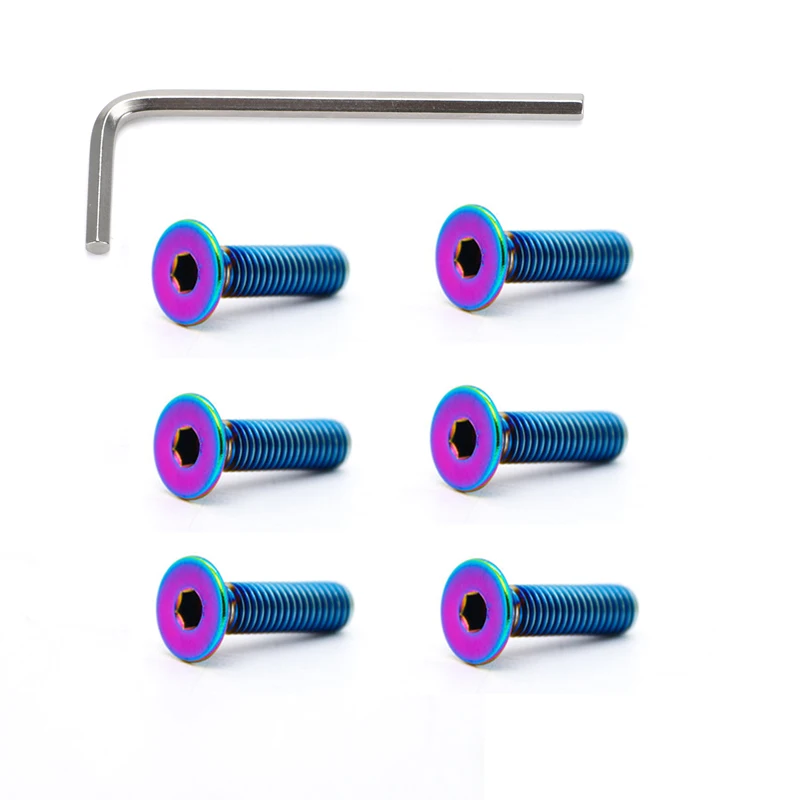 6pcs/set Aluminum Burnt Titanium Blue Car Racing Sport Steering Wheel Bolts Screw