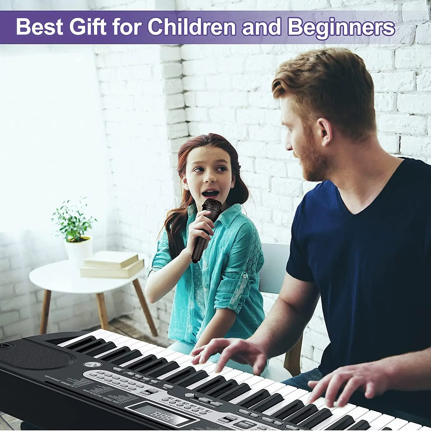 1 pcs 61-Key Children'S Portable Electronic Keyboard Portable Bst-8602 with Microphone Musical Education Toys Instrument Gift