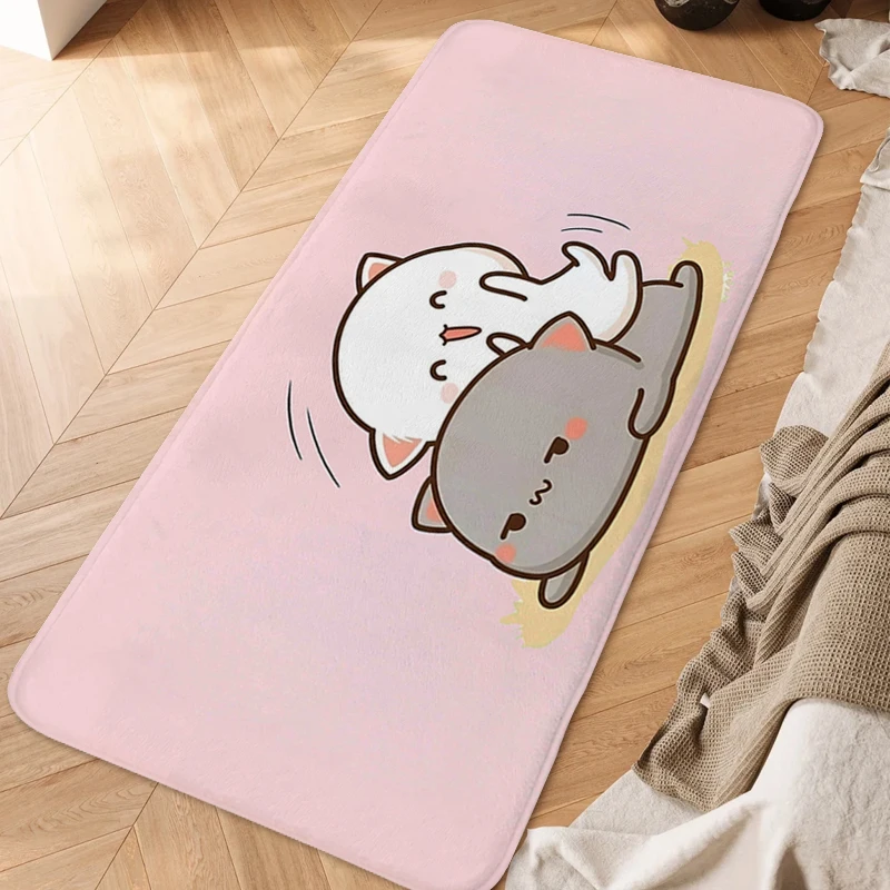 Custom Rug A-Peach Mochi Cats Aesthetic Living Room Carpet Funny Doormat Entrance Door Non Slip Carpet Room Decorating Items