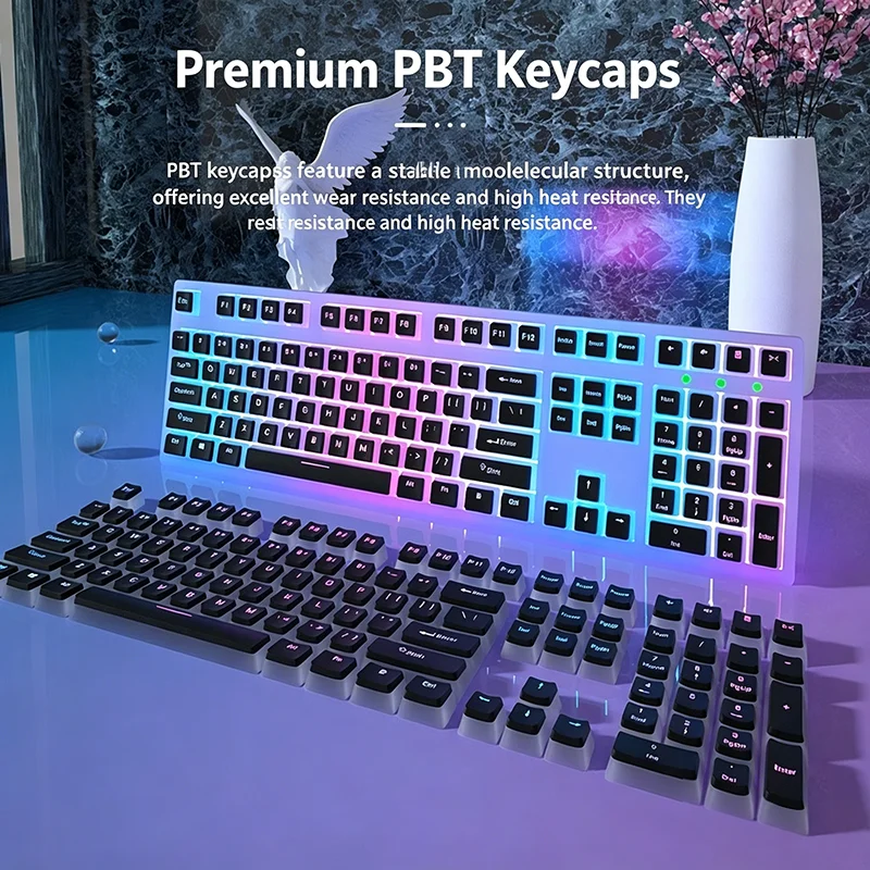 Pudding PBT Shine-Through Keycaps 138 Keys OEM Profile Set - for 100%/75%/65%/60% Mechanical Keyboard Keycaps RGB PBT Keycaps