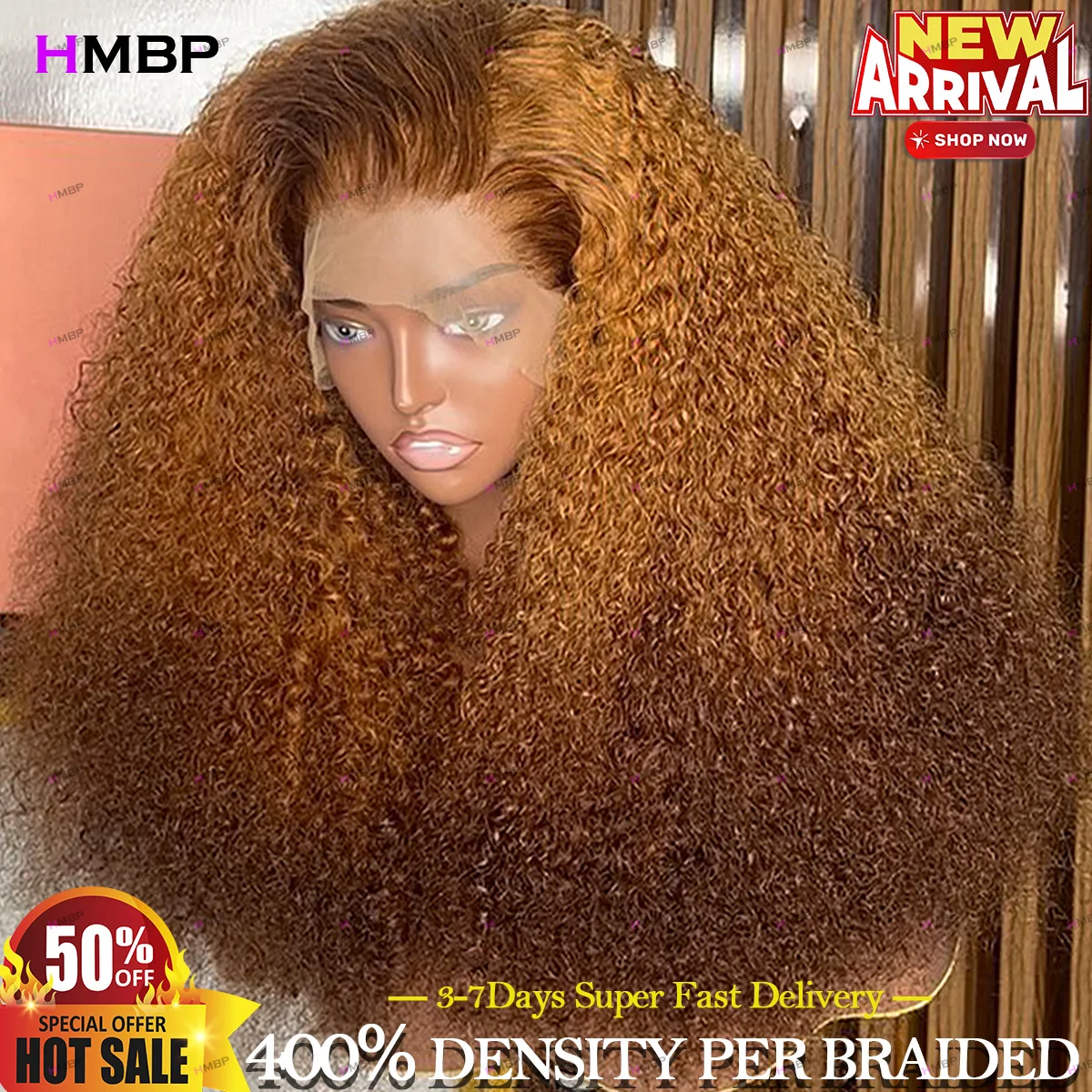 Glueless Wigs Human Hair Highlight Honey Blonde Kinky Curly 400 Density 360 Full Lace Human Hair Wig Wear and Go Preplucked Wig