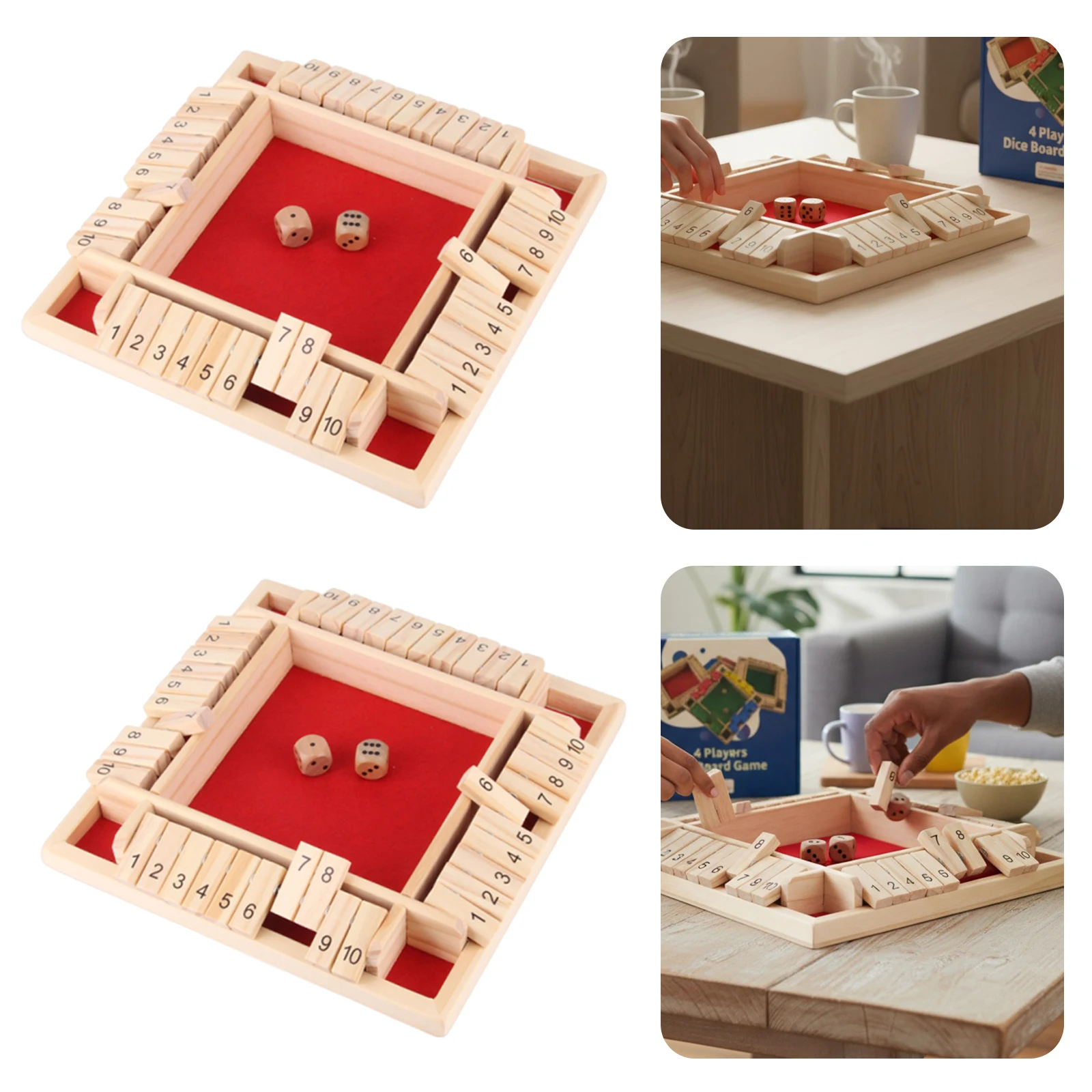 

Wooden Shut The Box-Dice Board Game 2-4 Player Classic Dice & Puzzle Game Educational Math Puzzle Board Game for Classroom Home