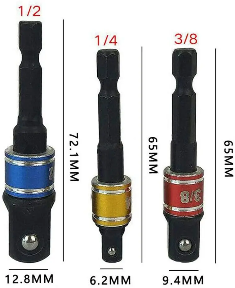 Extension Bar Hex Shank Angel Socket Adapter Drill Bit 3Pcs Magnetic Screwdriver Bit Holder 3Pcs Black Screwdriver Bit Holder