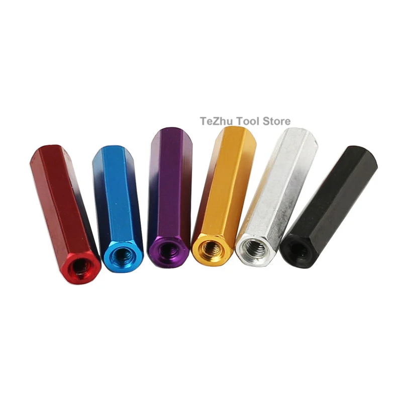 10Pc M2 M2.5 Spacer Female Thread Pillar Hexagonal Aluminium Alloy Stud Standoff Hex Length 6-60mm Various Colors