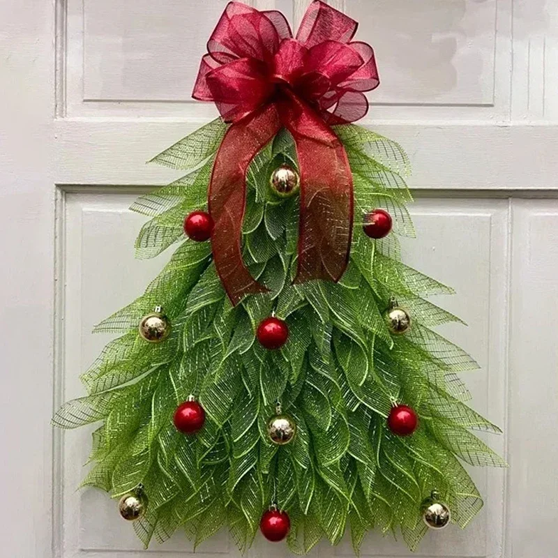 

Christmas Simulation Rattan Wreath Xmas Tree Wreath Door Decoration Home Door Cupboard Hanging Ornaments Holiday Yard Decor Prop
