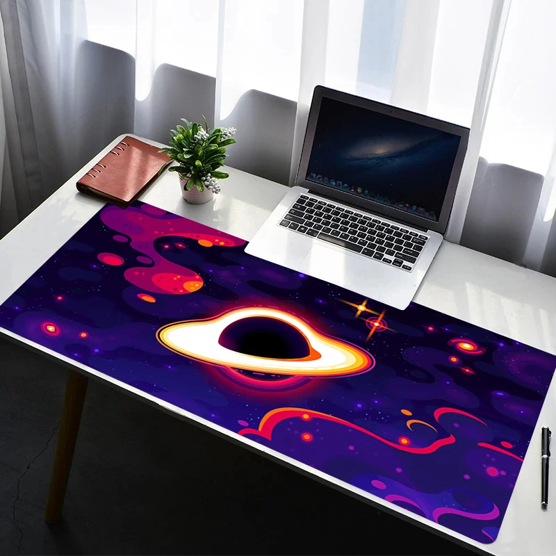Mouse Pad PC Non Slip Rubber Black Mousepad Laptop Gamer Cabinet Keyboard Pad Office Computer Gaming Desk Space Galaxy Mouse Mat