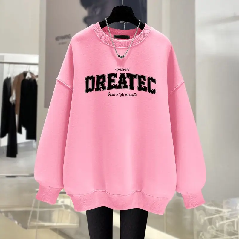 純粋な綿の帽子なしスウェットシャツ、女性用、ゆったりとしたアメリカンハイストリートニッチレター、トレンディなブランド、インスカップルスタイル、多用途トップ