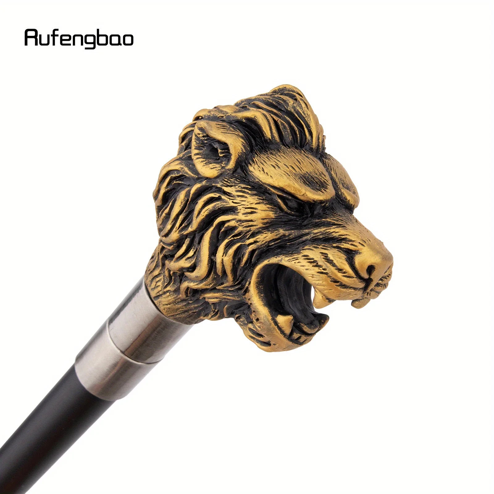 الراتنج الأصفر الأسد عصا للمشي موضة ديكور الصلب عصا شهم تأثيري قصب مقبض Crosier أداء المرحلة قصب 95 سنتيمتر