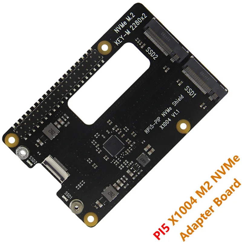 ABVO-X1004 Pi5 HAT Dual 2280 M. 2 Nvme Pcie To SSD Adapter Board Raspberry Pi 5 Support BOOT From NVME Solid State Drive