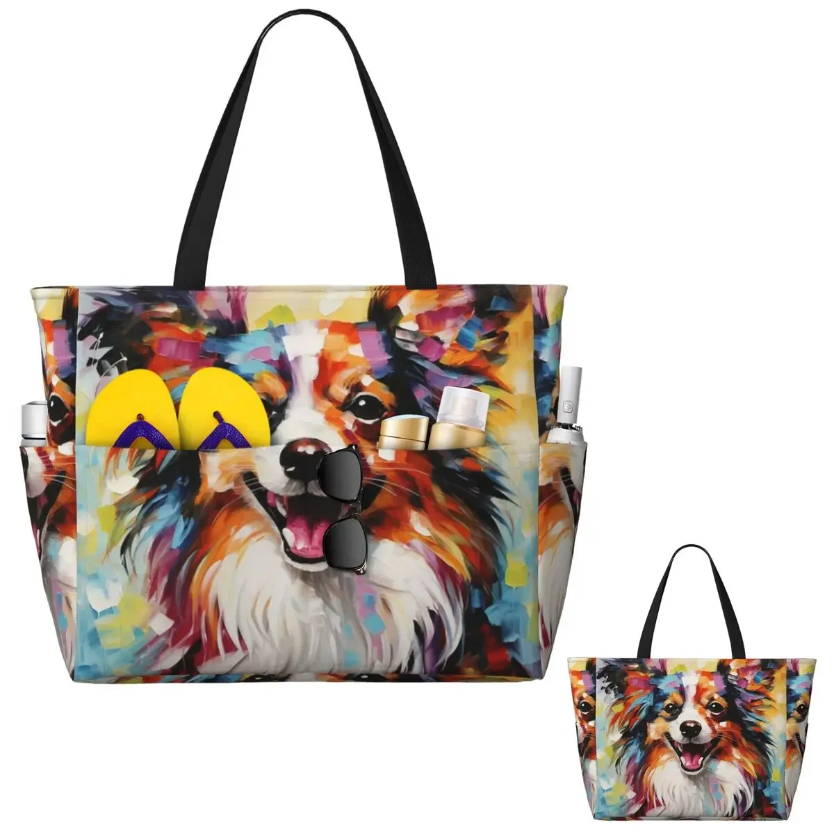 

Пляжная сумка-тоут A Papillon Dog Masterpiece, спортивная сумка для спортзала и йоги, большая сумка-тоут, женская дорожная сумка, сумка для фитнеса