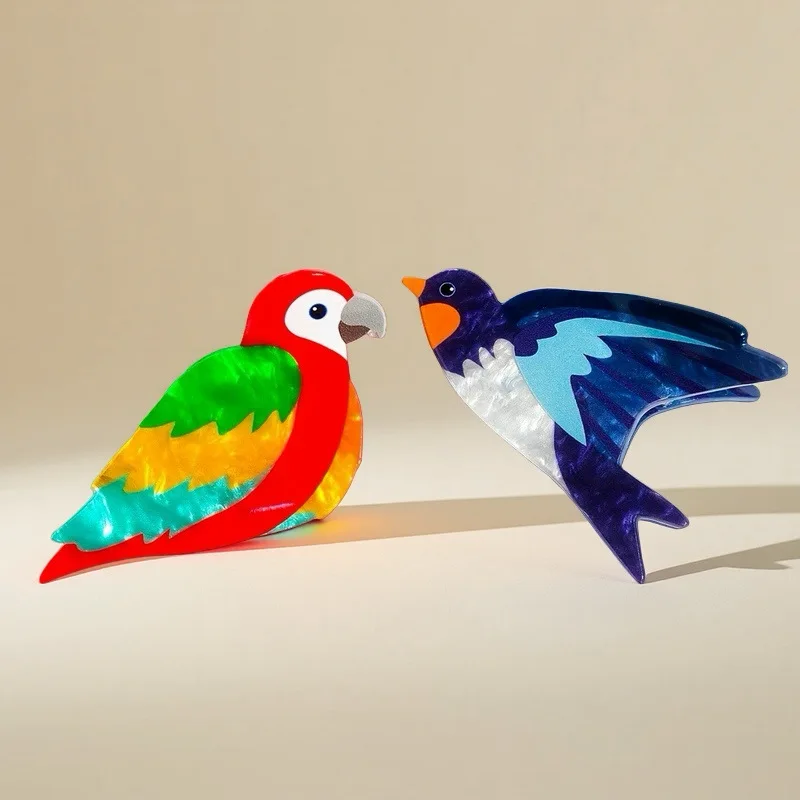 DuoShang Klip Cakar Akrilik Cakar Rambut Burung Beo Kartun Lucu Klip Rambut Kepiting Seri Hewan untuk Aksesori Rambut Wanita Anak Perempuan