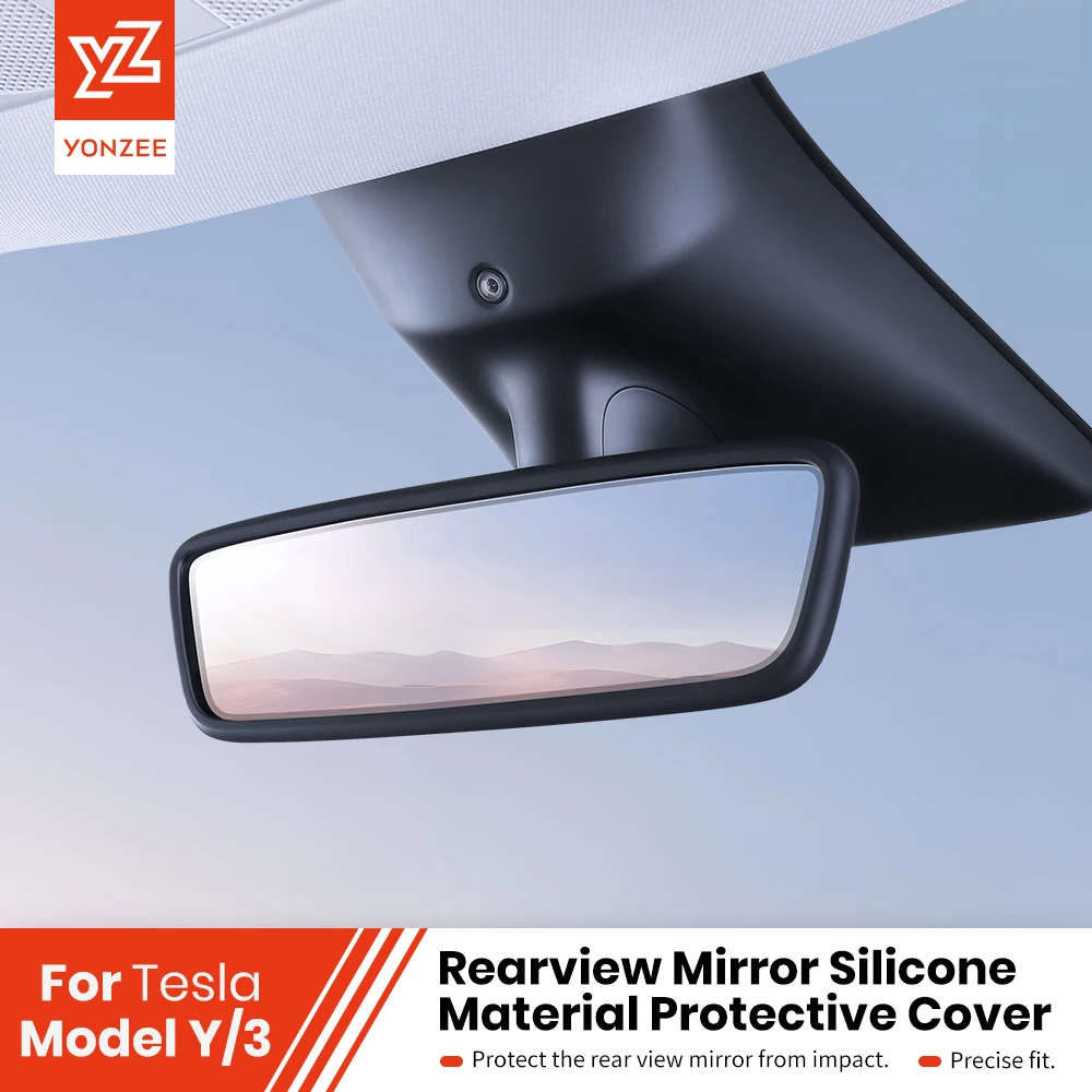 YZ Für Tesla Modell 3Y Highland Juniper 2019-2025 Silikon Rückspiegel Schutz Rahmen Mittelkonsole Rückspiegel Abdeckung