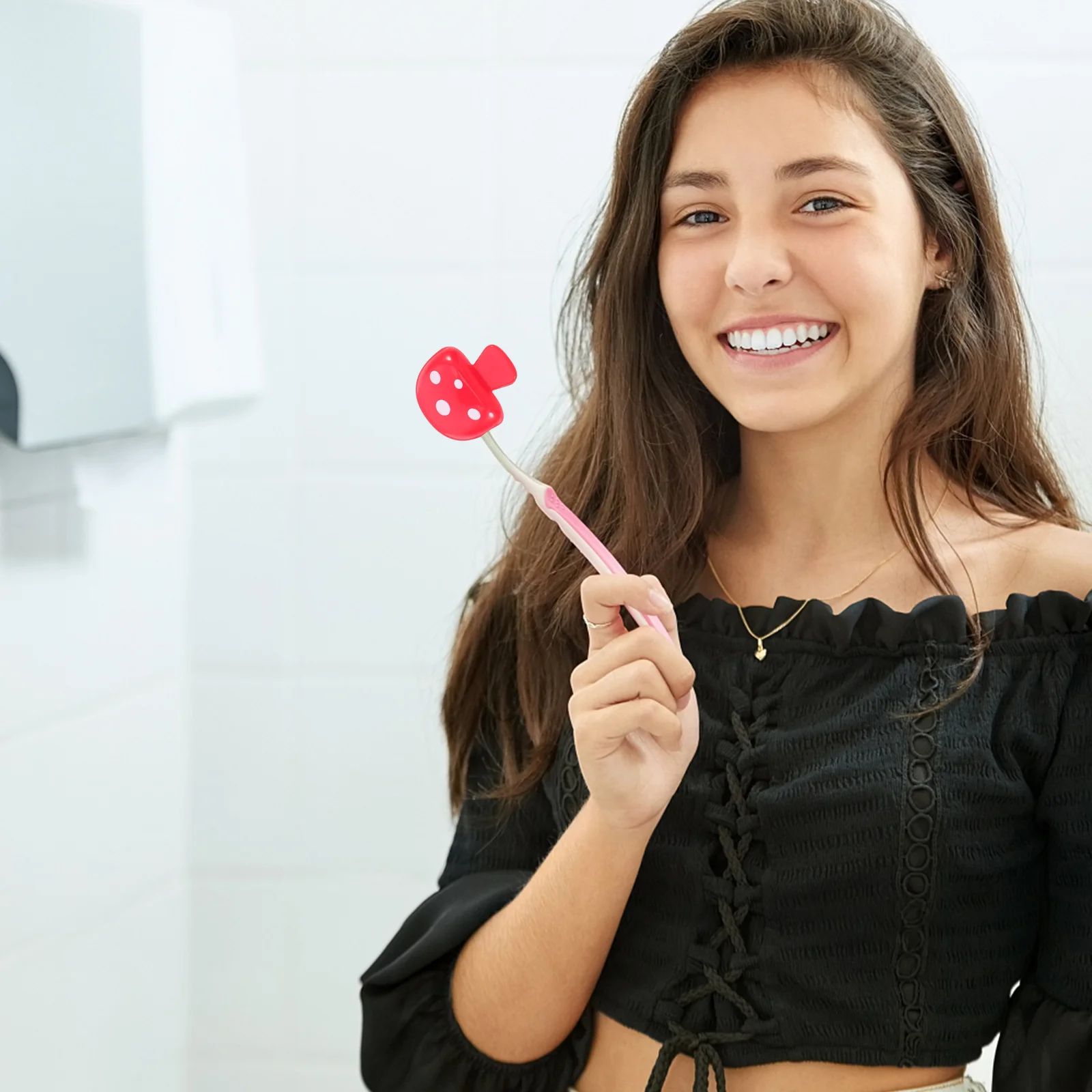 4Pcs Travel Toothbrush Head Covers Mushroom Design Dustproof Portable Plastic Clip Protective Case Brush Cover for Camping